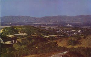Panoramic view of the Valley from the foothills of the Santa Monica Mtns. around Sherman Oaks. Van Nuys City Hall visible right background.